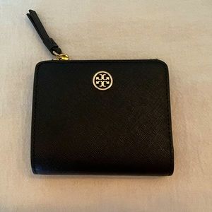 Tory Burch Robinson Mini Wallet Black Gold